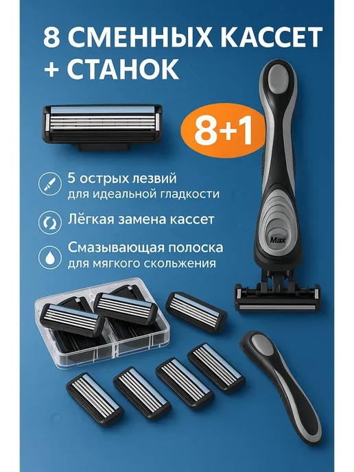 Q Бритва мужская Макс 5 + 8 сменных кассет, вариант, фото 3