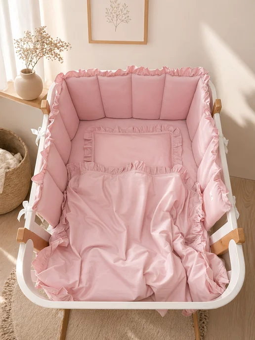 MamiBro Пододеяльник детский с рюшей 90х110 см, 90x110 см, фото 6
