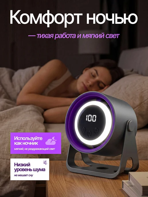 SVERT Вентилятор настольный портативный, черный, фото 5