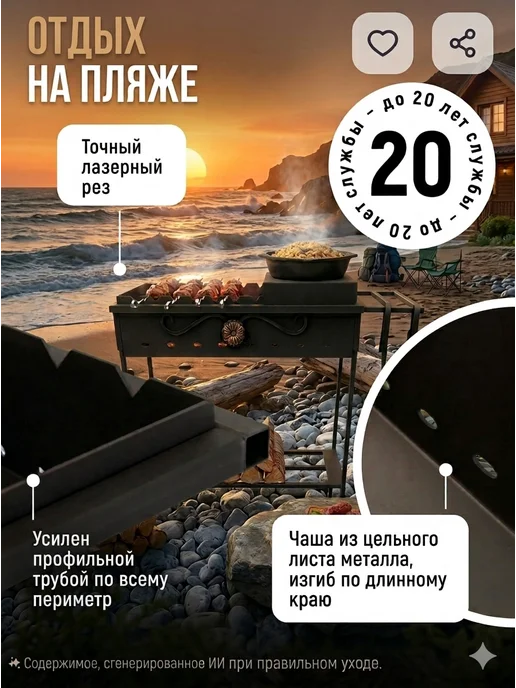 Мангал для шашлыка разборный 4 мм стальной для дачи походный, черный, фото 7