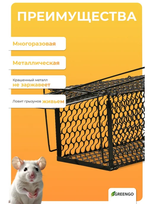 Нет бренда Металлическая крысоловка 24х12х12 см, 24x12x12 см, фото 4