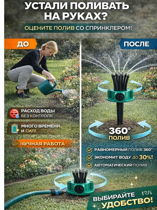 AIRUS01 Садовый распылитель 360° для полива растений, черный, фото 3