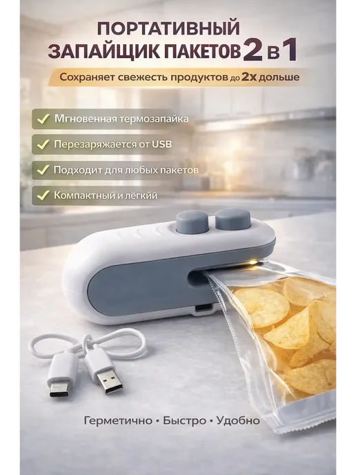 Guli style Мини запайщик пакетов 2 в 1 компактный, вариант
