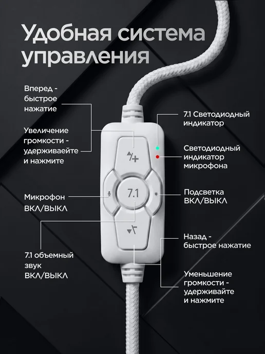 AEGIS Наушники игровые с микрофоном, белый, фото 4