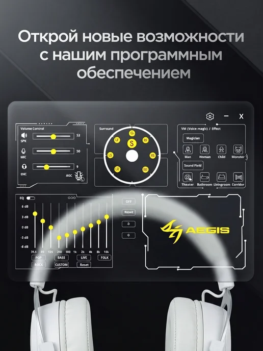 AEGIS Наушники игровые с микрофоном, белый, фото 8