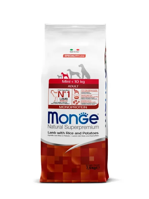 Сухой корм MONGE Monoprotein для собак, взрослые, мелкие, ягненок, 7,5 кг, фото 2