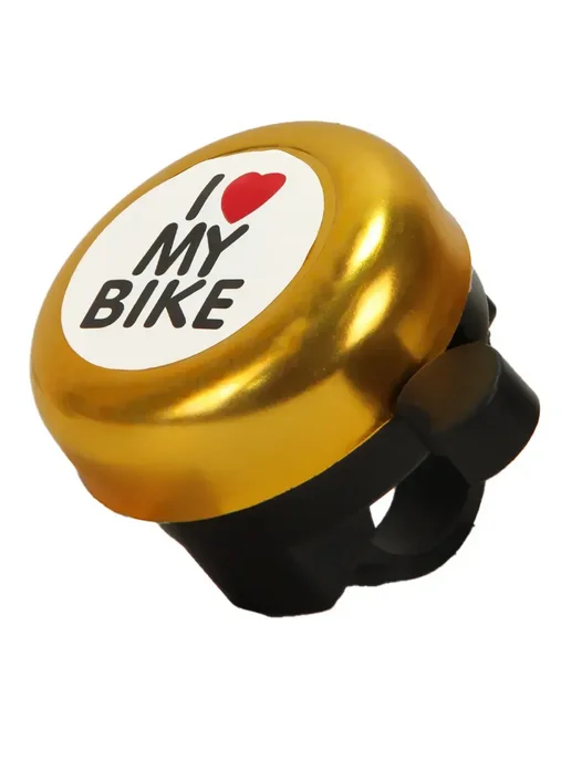 Звонок велосипедный "I love my bike", желтый, фото 2