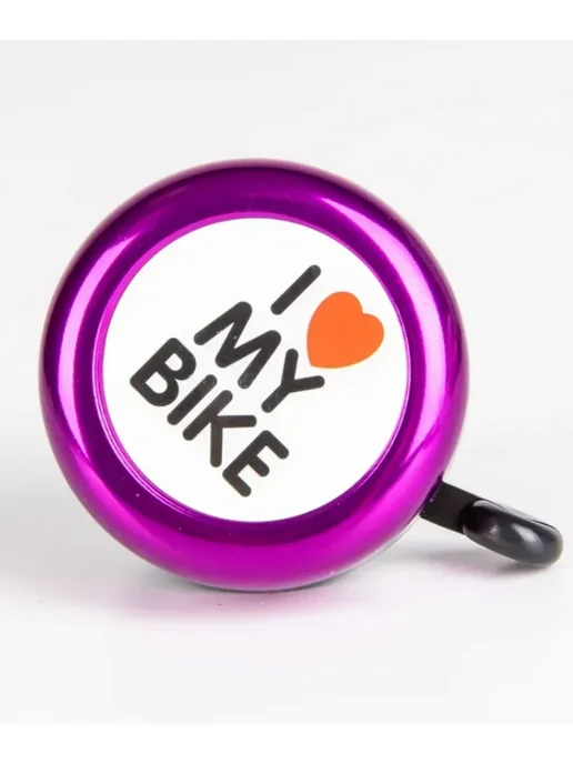 Звонок велосипедный "I love my bike", фиолетовый