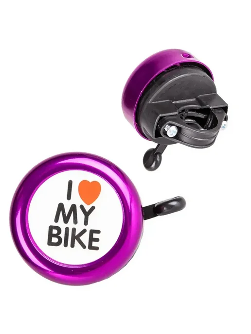 Звонок велосипедный "I love my bike", фиолетовый, фото 2