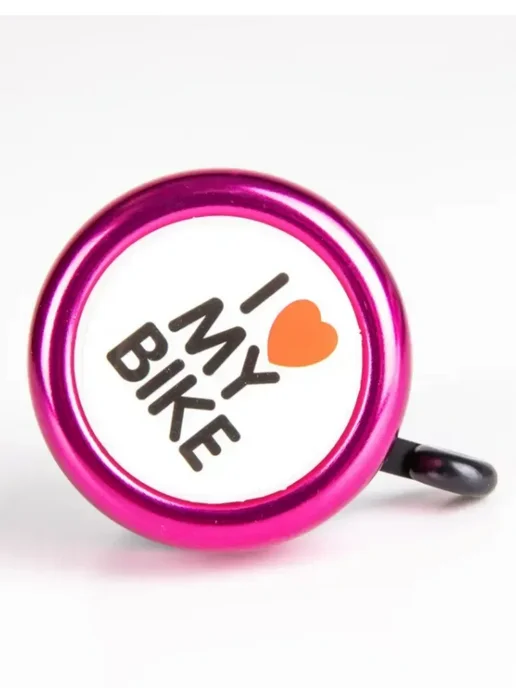 Звонок велосипедный "I love my bike", розовый