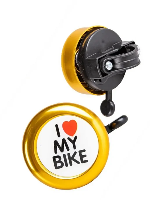 Звонок велосипедный "I love my bike", желтый, фото 3