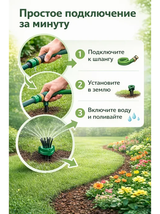 диди7 Разбрызгиватель воды 360° садовый для полива газона, вариант, фото 3