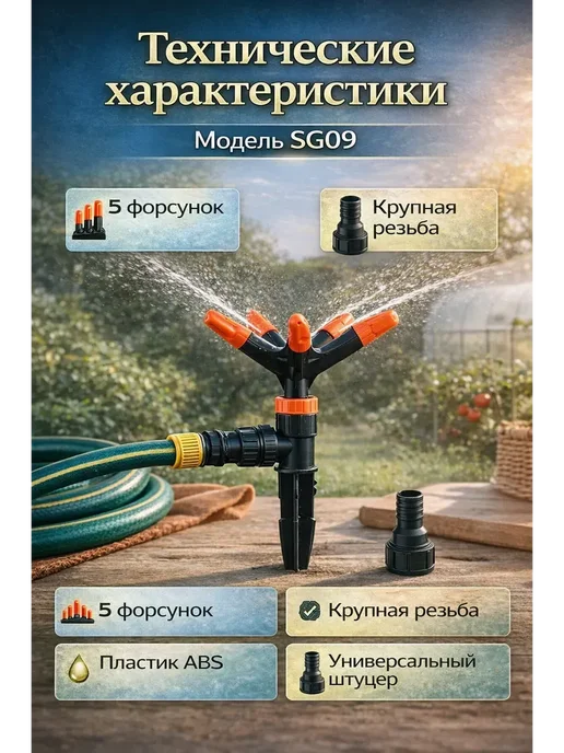 АНЮТИК Вращающийся разбрызгиватель для полива на колышке, черный, фото 3