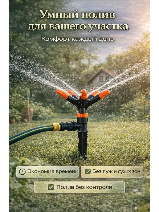 АНЮТИК Вращающийся разбрызгиватель для полива на колышке, черный, фото 5