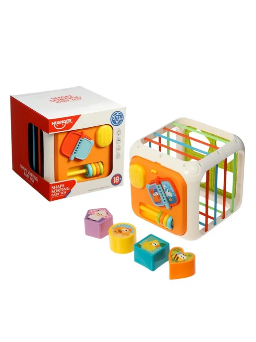 Сортер кубик с шестеренками и фигурами для детей, вариант