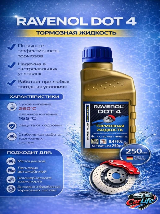 Тормозная жидкость RAVENOL DOT 4, вариант, фото 2