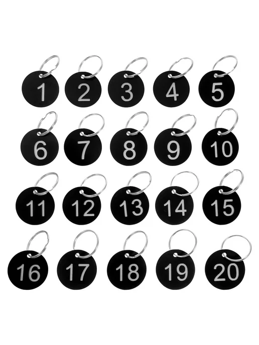 Пластиковые бирки для ключей, черные, 20 шт, 20 шт, фото 2