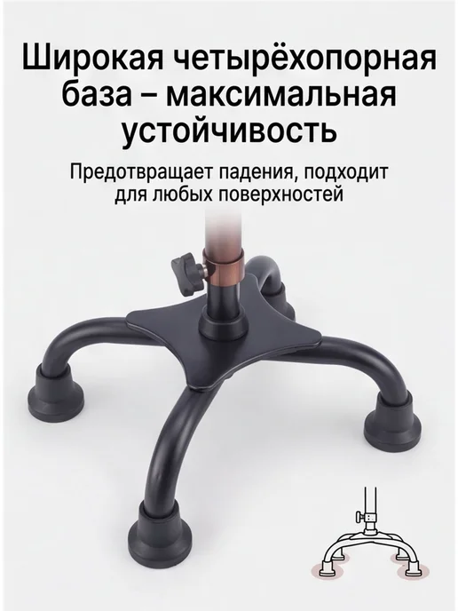 трость четырехопорная для пожилых, желтый, фото 2