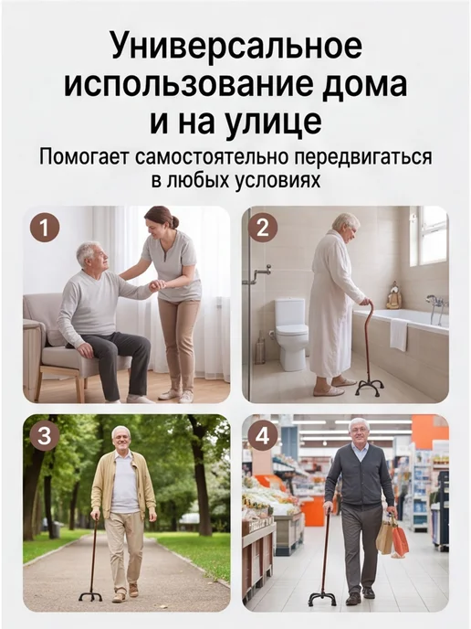 трость четырехопорная для пожилых, желтый, фото 8