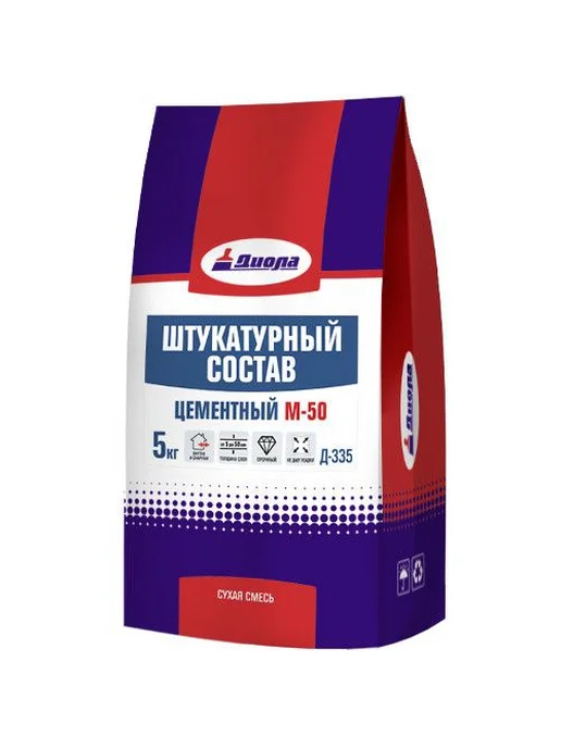 Штукатурка известково-цементная Диола Д-334 5 кг, 5 кг