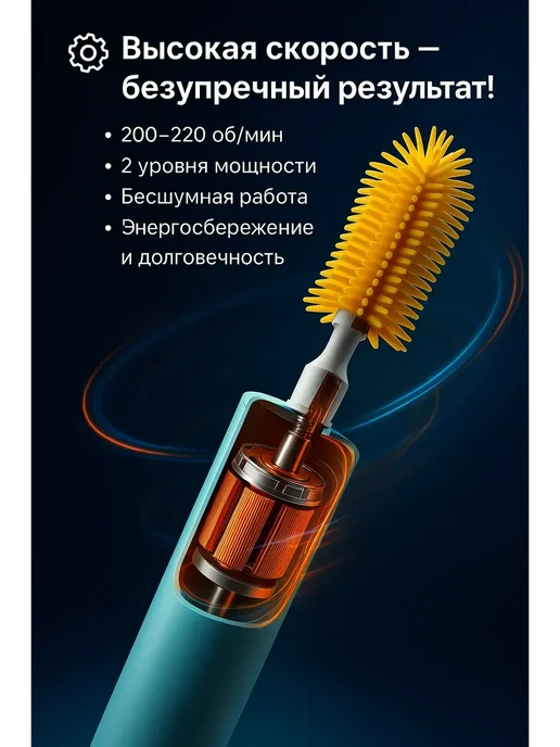 GJ25 Мощная электрическая щетка для мытья посуды, голубой, фото 4