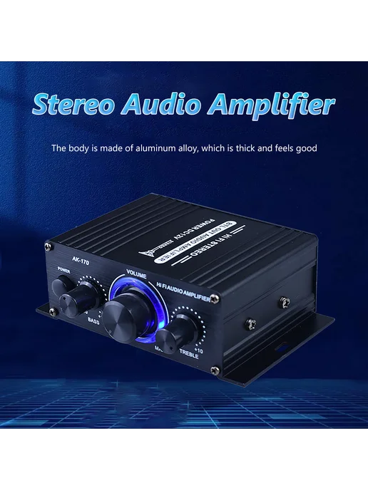 AK-170 Мини HiFi стерео усилитель 200W+200W RCA вход для ауд, 200 Вт, 200 Вт, фото 2