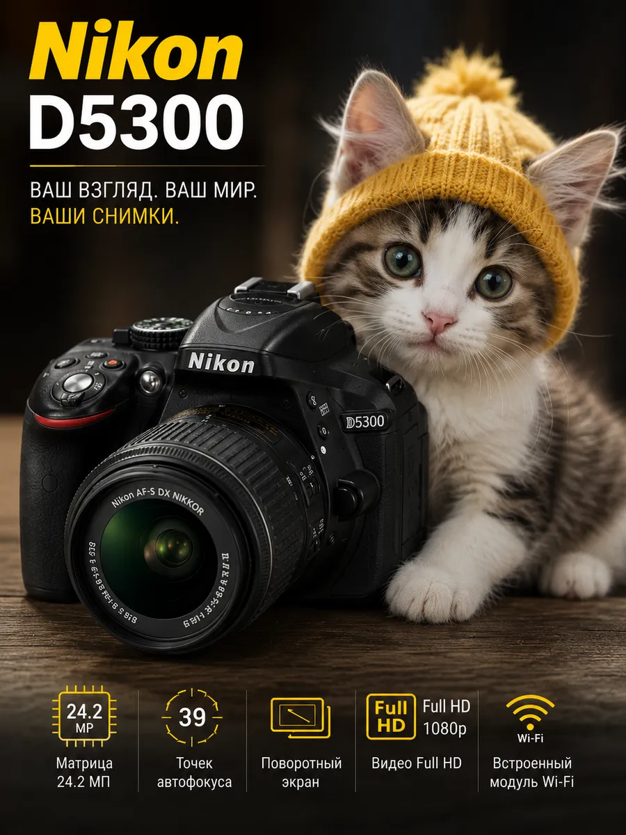 Фотоаппарат D5300 Kit NIKKOR 18-55mm f 3.5-5.6G VR