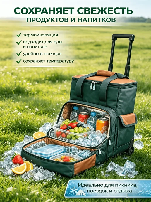 mircamping Термосумка с посудой на 4 персоны сумка холодильник CB02, коричневый, фото 5