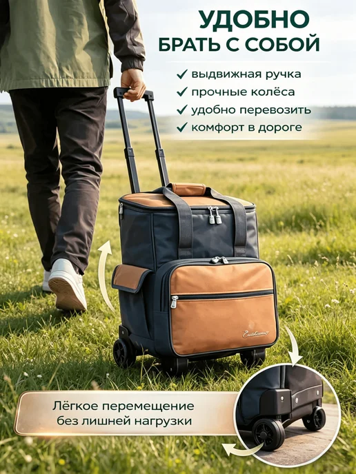 mircamping Термосумка с посудой на 4 персоны сумка холодильник CB02, коричневый, фото 7
