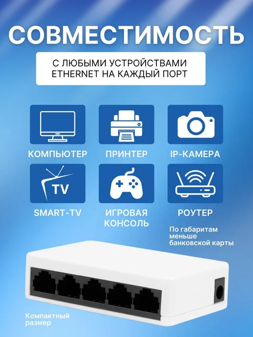 Коммутатор 5 портовый 1000мбит, вариант, фото 2