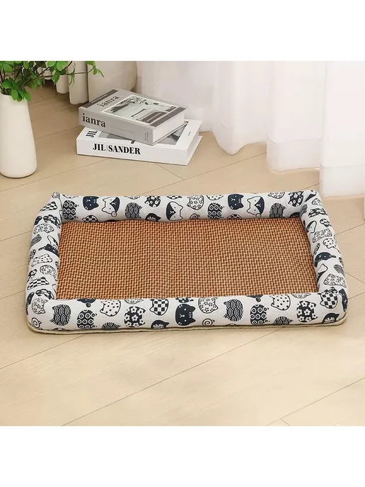 Лежанка для собак и кошек с циновкой — 60*45 см, 60x45 см