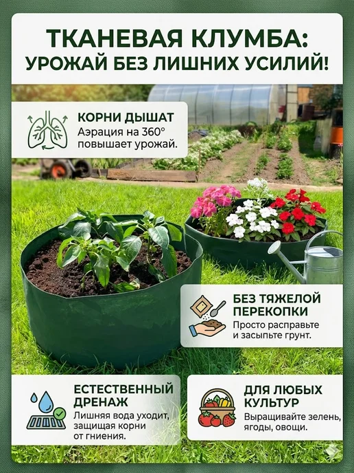 Благодатное земледелие Текстильная клумба грядка мини на 25л 1 шт, 25 л, 2 шт, фото 2