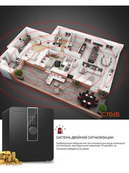 Сейф домашний электронный для документов и денег, 56x38x33 см, фото 5