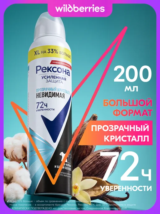 РЕКСОНА Дезодорант женский спрей от повышенного потоотделения 200 мл, 200 мл