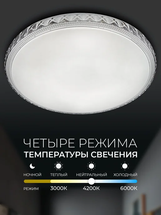 Селин Люстра потолочная светодиодная на кухню, в зал, белый, фото 7