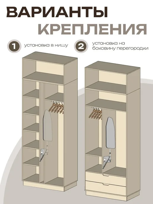 Встраиваемая гладильная доска 80 *34 см в шкаф поворотная, 80x34 см, фото 4