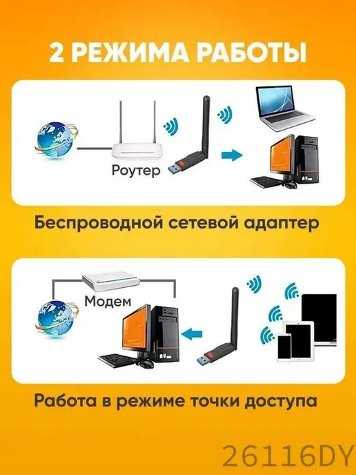 USB WiFi адаптер UW08, 150 Мбит с, 2.4 ГГц, вариант, фото 5