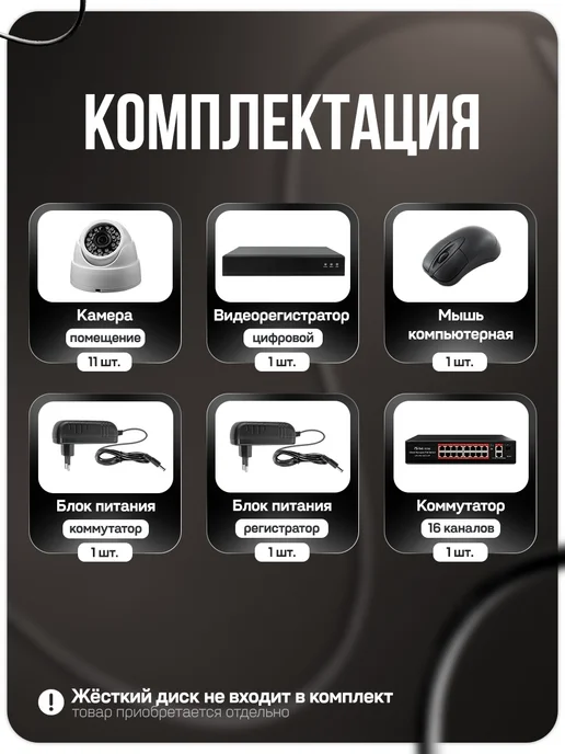 Ps-Link Комплект видеонаблюдения для помещений IP 8Мп A811IP-PL, черный, фото 3