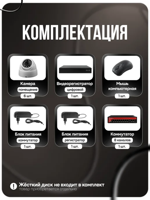 Ps-Link Комплект видеонаблюдения для помещений IP 8Мп A806IP-PL, черный, фото 2