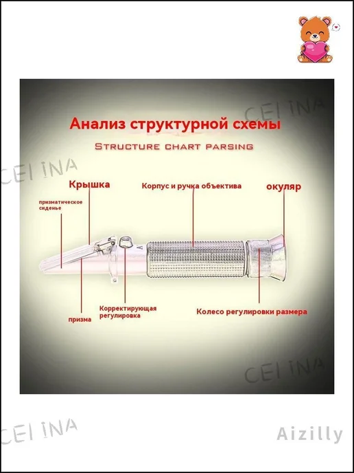 Рефрактометр для мёда, 0–30°C, точность 0.5 Brix, вариант, фото 5