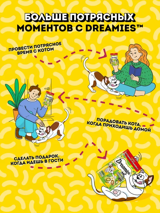DREAMIES Лакомство для кошек подушечки с курицей и мятой 12шт по 140г, 12 шт, 140 г, фото 5