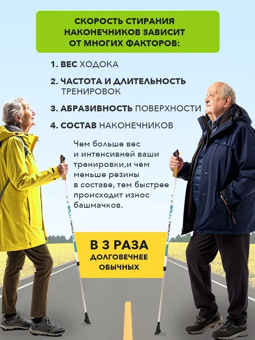 Tips For Sticks Hub Наконечники для скандинавских палок усиленные, 1 пара (2 шт), 2 шт, фото 7