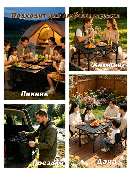 Столик садовый уличный металлический, черный, в упаковке 3,4 кг, фото 3