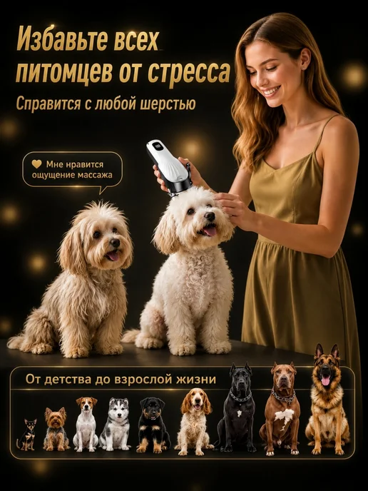 Машинка для стрижки собак и кошек 11 в 1, белый, фото 2