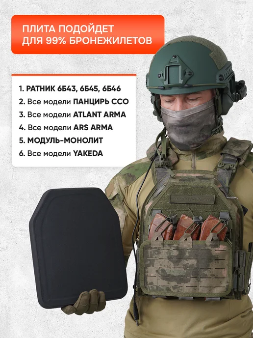 АльянсZ Бронеплиты для бронежилета плиты БР5, черный, фото 5
