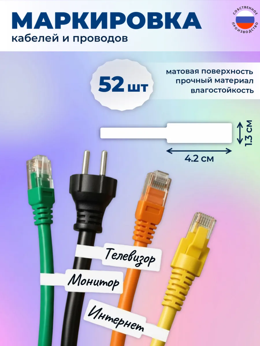 Этикетка для маркировки кабелей и проводов 52шт.
