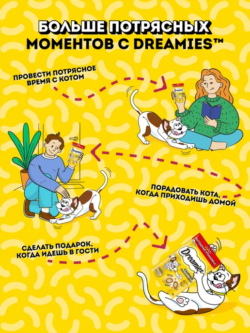 DREAMIES Лакомство для кошек подушечки с сыром 12шт по 140г, 12 шт, 140 г, фото 5