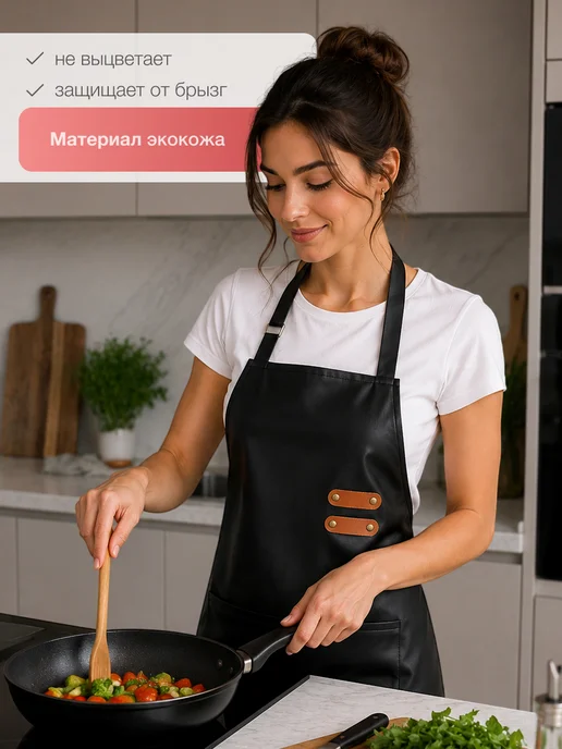 Shiny Kitchen Фартук кухонный универсальный рабочий, черный, фото 2