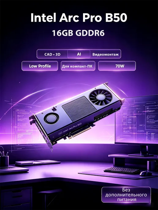GUNNIR Видеокарта Intel Arc Pro B50 16GB Low Profile, 16 ГБ