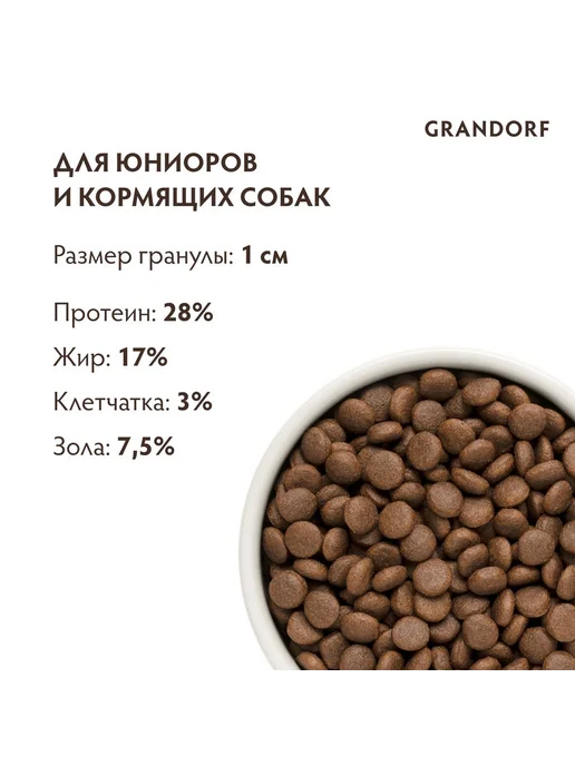 Сухой корм Grandorf' для собак, крупные, средние, щенки, индейка, ягненок, 3 кг, фото 3